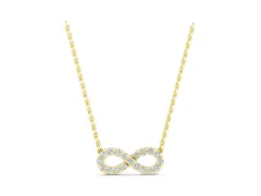 Infinity Pendant Set in Yellow gold with Round Cut Pavé Diamonds
