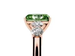 Fancy Green Radiant Cut Diamond Five-Stone Prong Set Band Ring Set in Rose gold with Polished Band