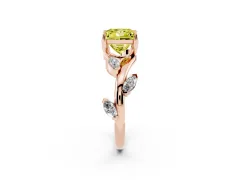 Fancy Yellow Princess Cut Diamond Solitaire Ring Set in Rose gold with Twisted Marquise Accent Band