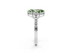 Fancy Green Marquise Cut Diamond Solitaire Engagement Ring Set in Platinum with Pavé Band and Prong Setting