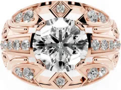 Round Cut Diamond Art Deco Ring Set in Rose gold with Pavé Split Shank
