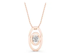 Round Diamond Bezel Pendant Set in Rose gold with Double Halo