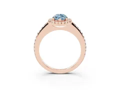 Fancy Blue Marquise Cut Diamond Pavé Halo Ring Set in Rose gold with Prong Setting