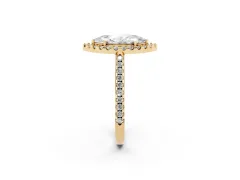 Marquise Cut Diamond Pavé Halo Ring Set in Yellow gold with Prong Setting