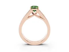Fancy Green Emerald Cut Diamond Solitaire Ring Set in Rose gold with Channel-Set Accent Stones and Prong Setting