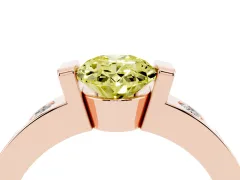 Fancy Yellow Oval Cut Diamond Channel-Set Band Ring Set in Rose gold with Bezel Prong Setting