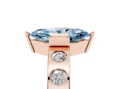 Fancy Blue Marquise Cut Diamond Channel-Set Band Ring Set in Rose gold with Bezel Prong Setting