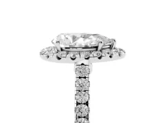 Pear Cut Diamond Halo Pavé Engagement Ring Set in Silver with Prong Setting