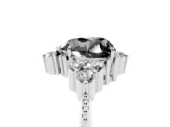 Fancy Black Heart Cut Diamond Cluster Ring Set in White gold with Beaded Band