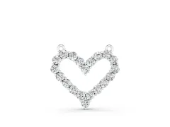 Prong-Set Round Diamond Heart Pendant Set in White gold with Stone Outline