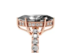 Fancy Black Marquise Cut Diamond Solitaire Engagement Ring Set in Rose gold with Pavé Band and Prong Setting