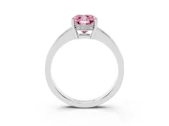 Fancy Pink Cushion Cut Diamond Pavé Band Prong Set Solitaire Ring Set in Platinum
