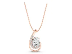 Round Diamond Swirl Pendant Set in Rose gold with Prong-Set Center and Polished Wrap