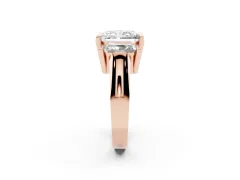 Radiant Cut Diamond Three-Stone Channel Set Ring Set in Rose gold with Smooth Polished Band