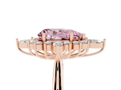 Fancy Pink Pear Cut Diamond Cluster Halo Ring Set in Rose gold with Marquise and Round Accents