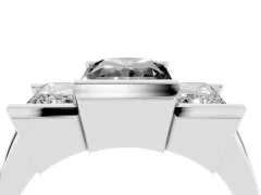 Fancy Black Radiant Cut Diamond Three-Stone Channel Set Ring Set in Platinum with Smooth Polished Band