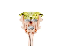 Fancy Yellow Oval Cut Diamond Cluster Ring Set in Rose gold with Plain Band and Prong Setting