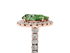 Fancy Green Pear Cut Diamond Halo Pavé Engagement Ring Set in Rose gold with Prong Setting