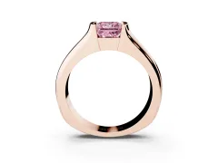 Fancy Pink Princess Cut Diamond Bezel Solitaire Ring Set in Rose gold with Wide Band