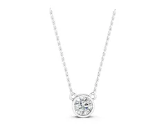 Round Solitaire Pendant Set in Silver with Full Bezel Setting