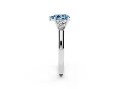 Fancy Blue Pear Cut Diamond Five-Stone Prong Set Band Ring Set in White gold with Polished Band