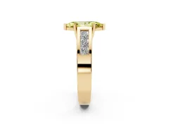 Fancy Yellow Marquise Cut Diamond Solitaire Ring Set in Yellow gold with Channel-Set Accent Stones and Prong Setting