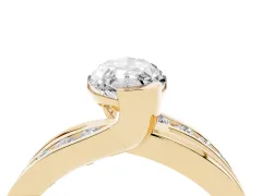 Marquise Cut Diamond Solitaire Ring Set in Yellow gold with Channel Set Split Shank and Tension Prongs