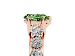Fancy Green Pear Cut Diamond Pavé Engagement Ring Set in Rose gold with Prong Setting