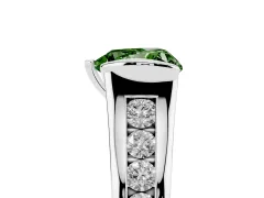 Fancy Green Heart Cut Diamond Bezel-Set Solitaire Ring Set in Platinum with Channel-Set Band