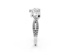 Heart Cut Diamond Twist Pavé Solitaire Engagement Ring Set in Platinum with Prong Setting
