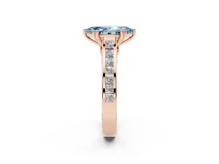 Fancy Blue Marquise Cut Diamond Channel Set Solitaire Engagement Ring Set in Rose gold with Prong Setting
