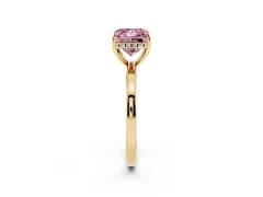 Fancy Pink Princess Cut Diamond Solitaire Ring Set in Yellow gold with Plain Band and Prong Setting
