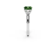 Fancy Green Asscher Cut Diamond Five-Stone Prong Set Band Ring Set in White gold with Polished Band