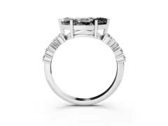 Fancy Black Marquise Cut Diamond Ring Set in Platinum with Scattered Round Accents