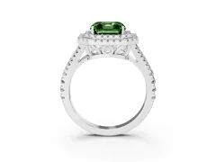 Fancy Green Asscher Cut Diamond Double Halo Ring Set in Platinum with Pavé Band