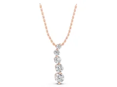 Graduated Round Diamond Pendant Set in Rose gold with Five Prong-Set Stones