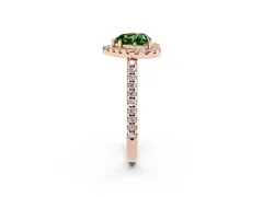 Fancy Green Heart Cut Diamond Pavé Halo Ring Set in Rose gold with Prong Setting
