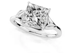 Princess Cut Diamond Solitaire Ring Set in Silver with Polished Twist Band