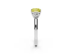 Fancy Yellow Princess Cut Diamond Five-Stone Prong Set Band Ring Set in White gold with Polished Band