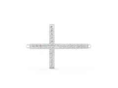 Pavé Round Diamond Cross Pendant Set in White gold with Prong-Set Arms