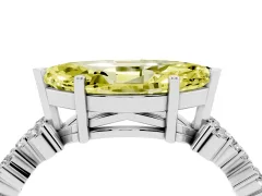 Fancy Yellow Marquise Cut Diamond Ring Set in Silver with Scattered Round Accents