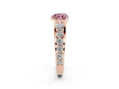 Fancy Pink Heart Cut Diamond Pavé Engagement Ring Set in Rose gold with Prong Setting