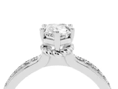 Pear Cut Diamond Solitaire Ring Set in White gold with Channel Set Band and Prong Setting