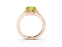 Fancy Yellow Asscher Cut Diamond Round Cluster Halo Ring Set in Rose gold with Solitaire Band and Prong Setting