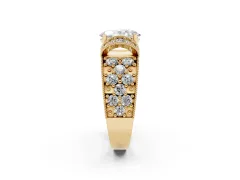 Oval Cut Diamond Milgrain Halo Pavé Engagement Ring Set in Yellow gold with Prong Setting