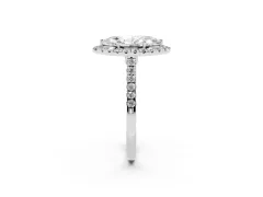 Marquise Cut Diamond Halo Pavé Engagement Ring Set in Platinum with Prong Setting
