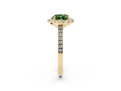 Fancy Green Heart Cut Diamond Cushion Halo Ring Set in Yellow gold with Pavé Band