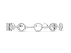 Round Diamond Circle Link Tennis Bracelet Set in Silver with Pavé Setting