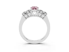 Fancy Pink Pear Cut Diamond Five-Stone Prong Set Band Ring Set in Silver with Polished Band
