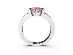 Fancy Pink Heart Cut Diamond Channel-Set Band Ring Set in Platinum with Bezel Prong Setting